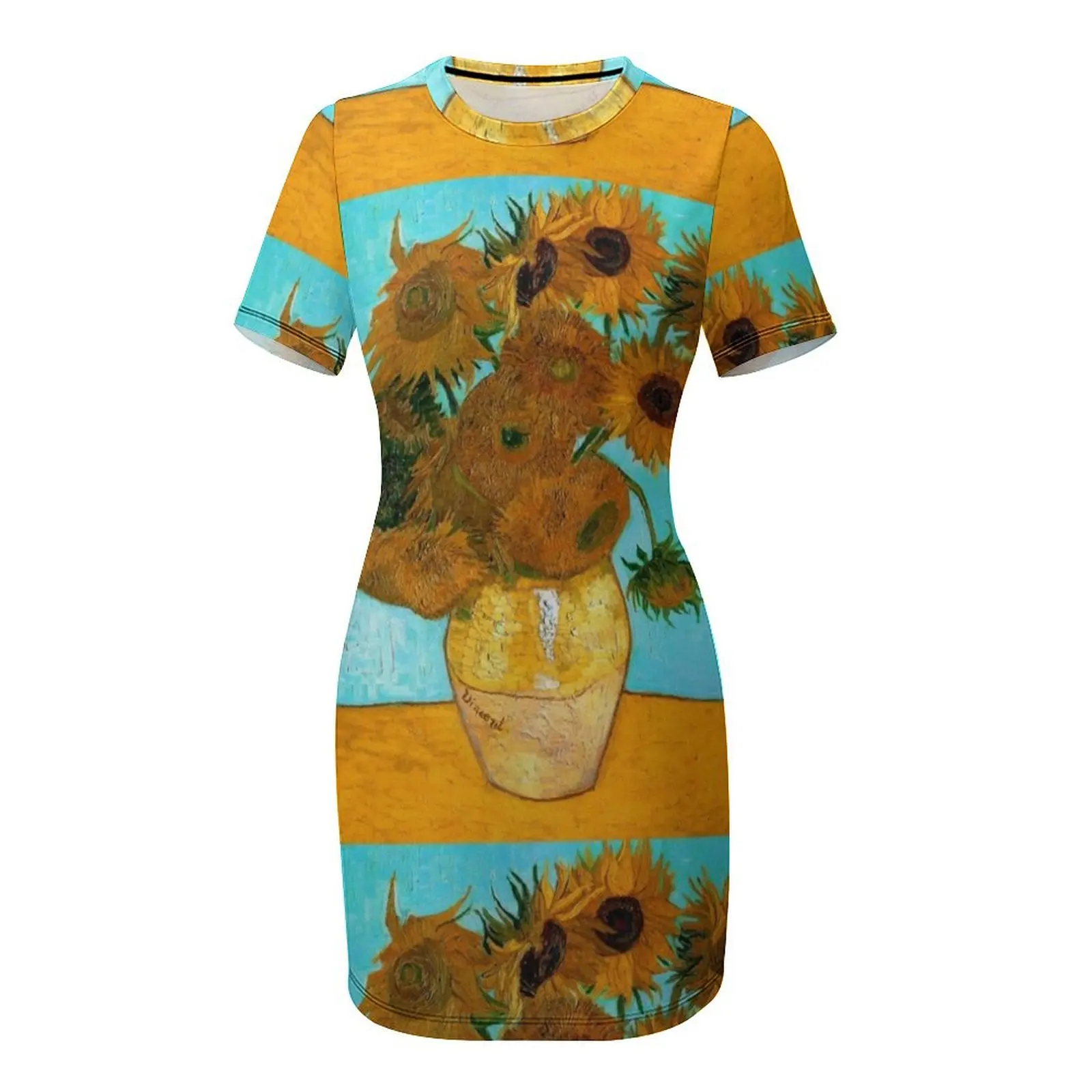Ван Гог - Ваза Still Life с 12 подсолнухами платье короткими рукавами женские платья