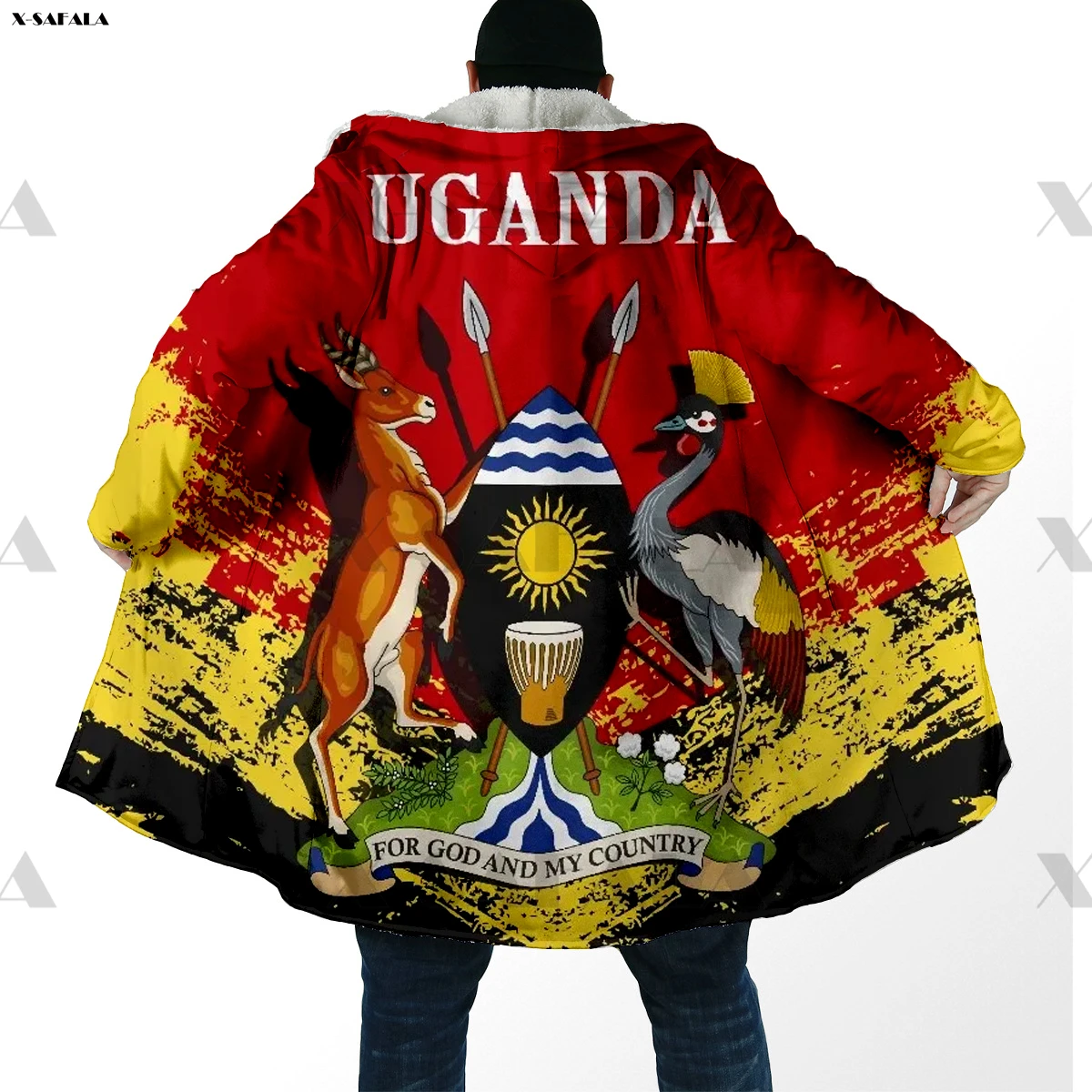 

Uganda Country Flag Arms 3D Printed Hoodie Long Duffle Coat Hooded Blanket Cloak Thick Jacket Cotton Pullovers Dunnes Overcoat