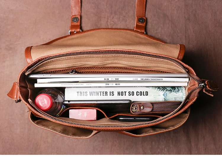 Винтажная кожаная Наплечная Сумка LUOKIR мужской портфель через плечо