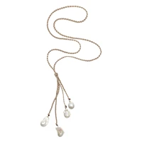 natural freshwater baroque pearl necklace cluster pendant folisaunique woven silk cord beige black colors classic trend 30 inch