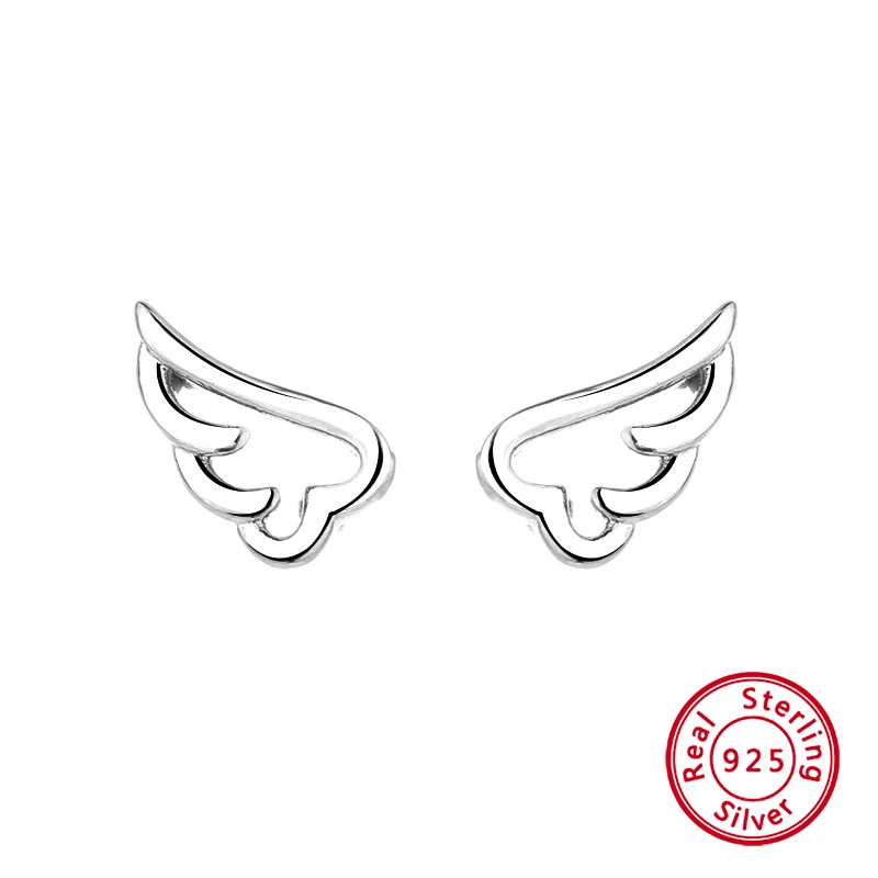 

1 Pair Fashion Mini Angel Wings Charm Women 925 Sterling Silver Earrings Fine Jewelry for Girls Luxury Ear Studs