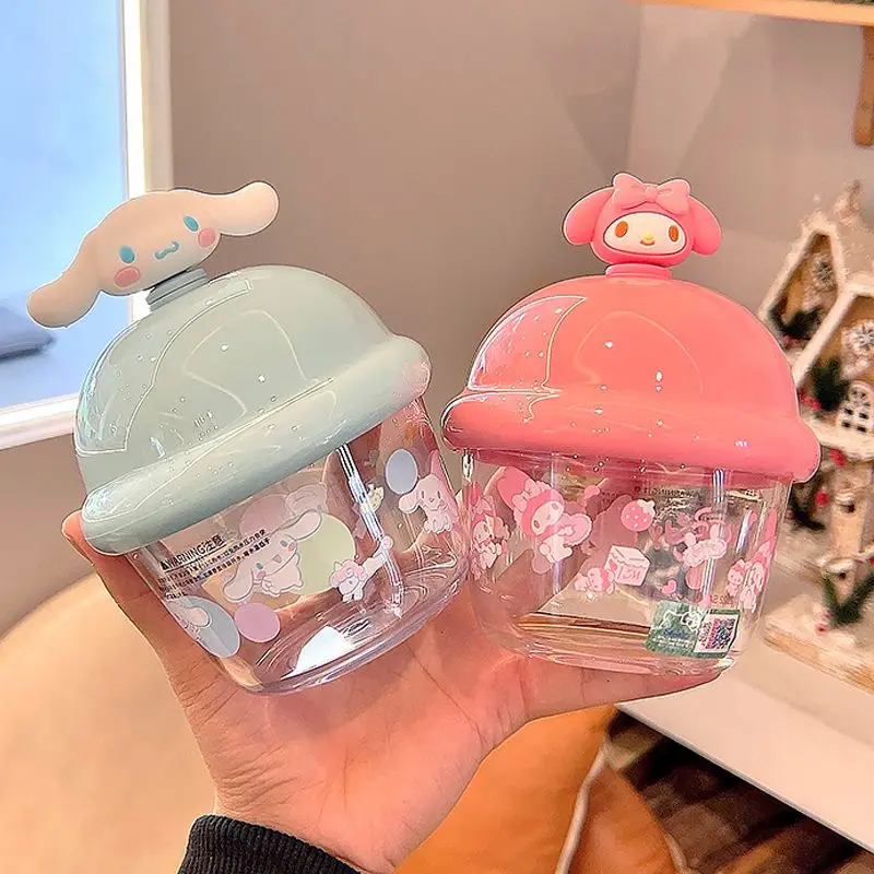 

Kawaii Sanrio Hello Kitty Y2K Straw Cup Anime My Melody Milk Cup Cinnamoroll Purin Dog 3D Doll Cup Girl Heart Good Looks Gift