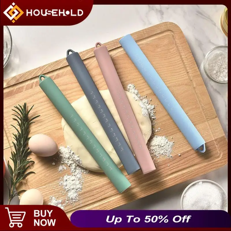 

Available In Multiple Colors Rolling Pin Food Grade High-quality Silicone Hanging Hole Design Graduated Dough Kneading Stick
