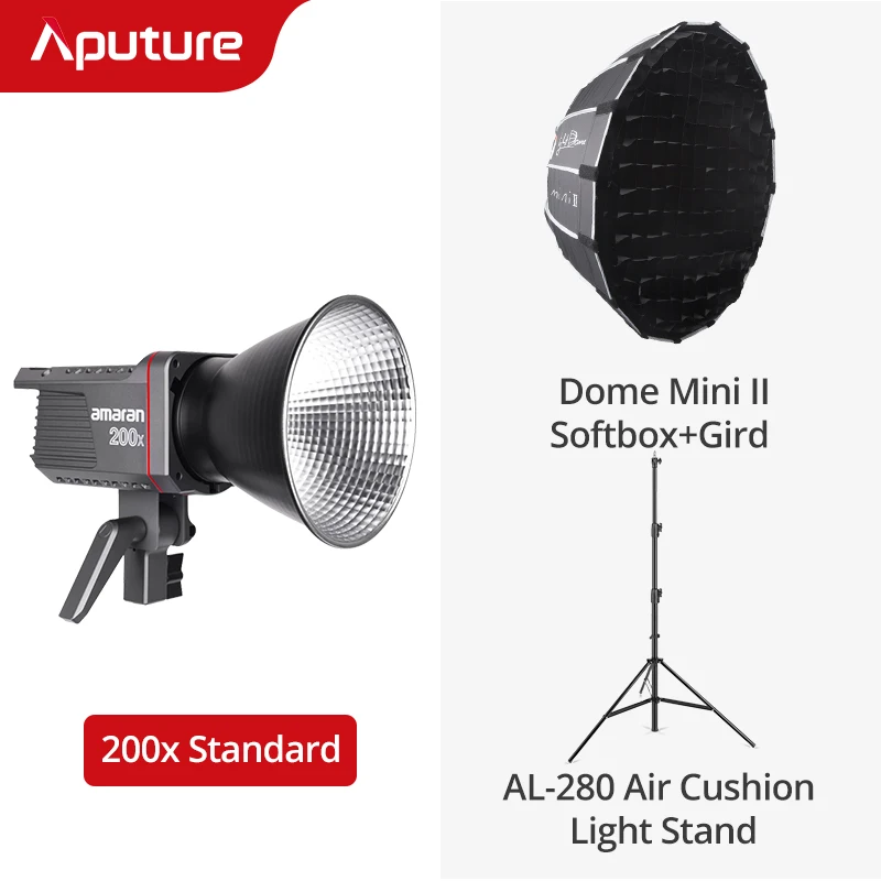 

Aputure Amaran 100X 200X Bi-Color LED Video Light 2700-6500K 100W Bluetooth App Control 9 Lighting Effects Ultra Silent Fan