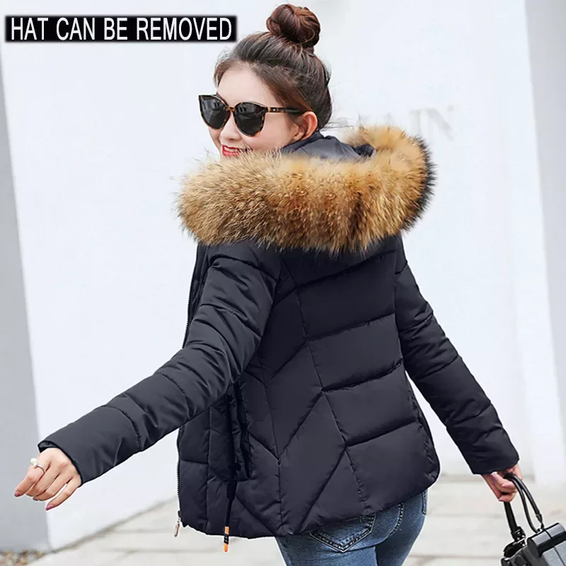 

2021 Winter Jacket women Plus Size Womens Parkas Thicken Outerwear solid hooded Coats Short Female Slim Cotton padded basic tops
