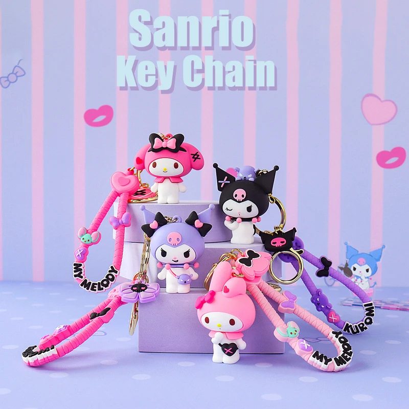 

Kawaii Sanrio аниме-брелок для ключей Cute My Melody Kuromi мультфильм рюкзак подвеска брелок Оригинальный детский подарок