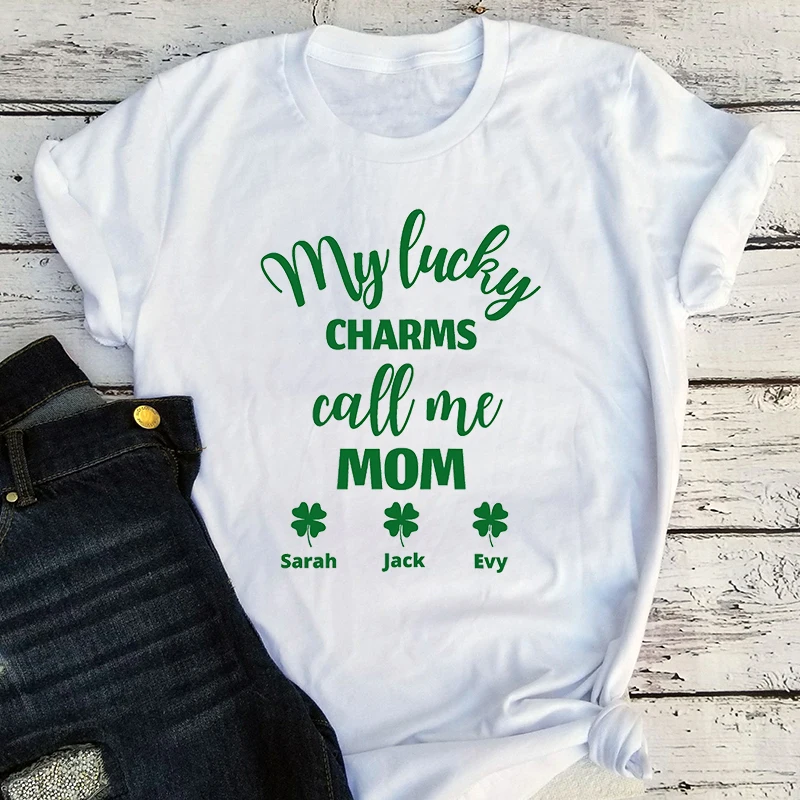

Lucky Call Me Mom Shirt Mom St Patricks Day Shirt Vintage Clothes Lucky Mama St Patrick's Day Women Clothes Casual Tops
