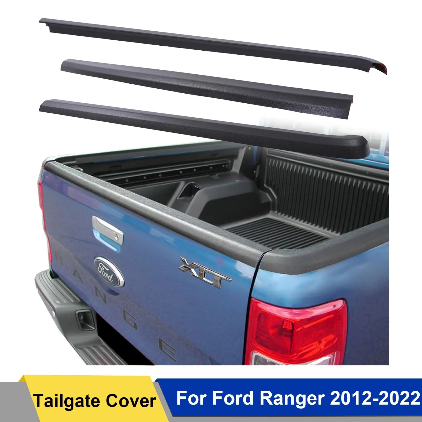 

Load Bed Rail Caps Tailgate Protector for Ford Ranger 2012-2022 Raptor Wildtrak PX PX2 PX3 Matt Black 3pcs/set