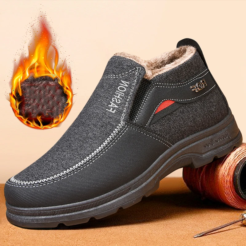 

Winter Men Shoes Warm Men Loafers Soft Leather shoes Men Casual Shoes New Male Footwear Black Brown Slip-on boots