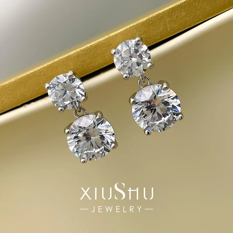 

3-Carat Small Earrings Delicate 925 Sterling Silver Imitation Diamond Earrings Female Imported High Carbon Diamond Simple Temper