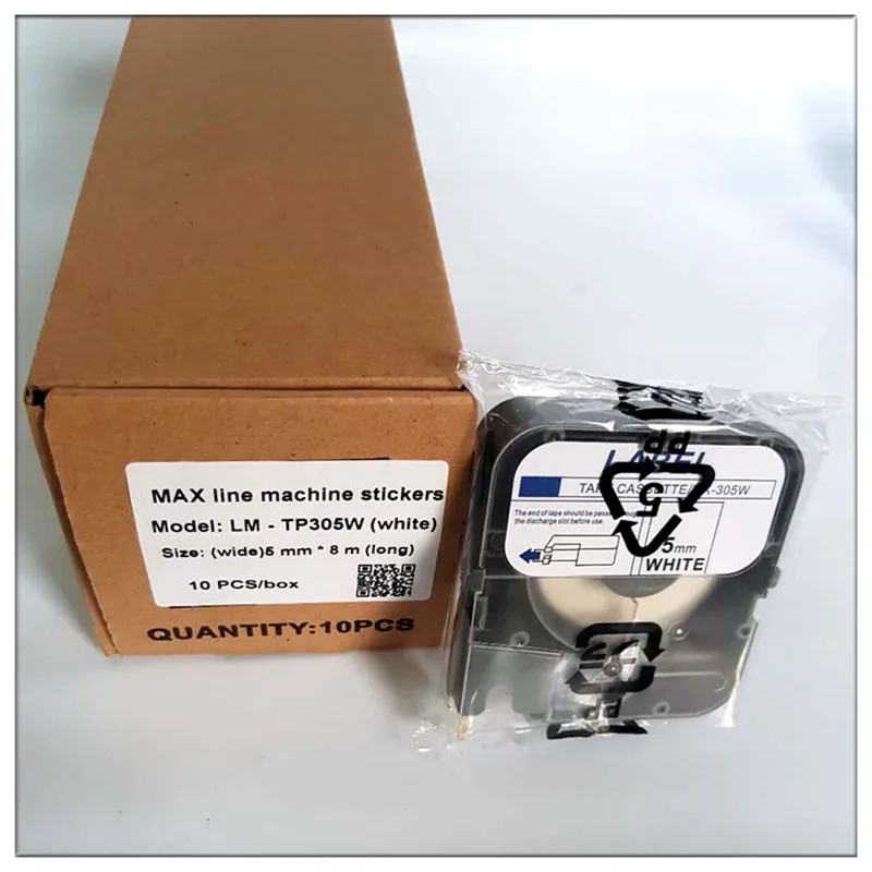 

20pk 50 pk 100 pk max cassette label tape lm-tp305w white for ribbon printer cartridge letatwin wire marker lm-380e/a,lm-390a