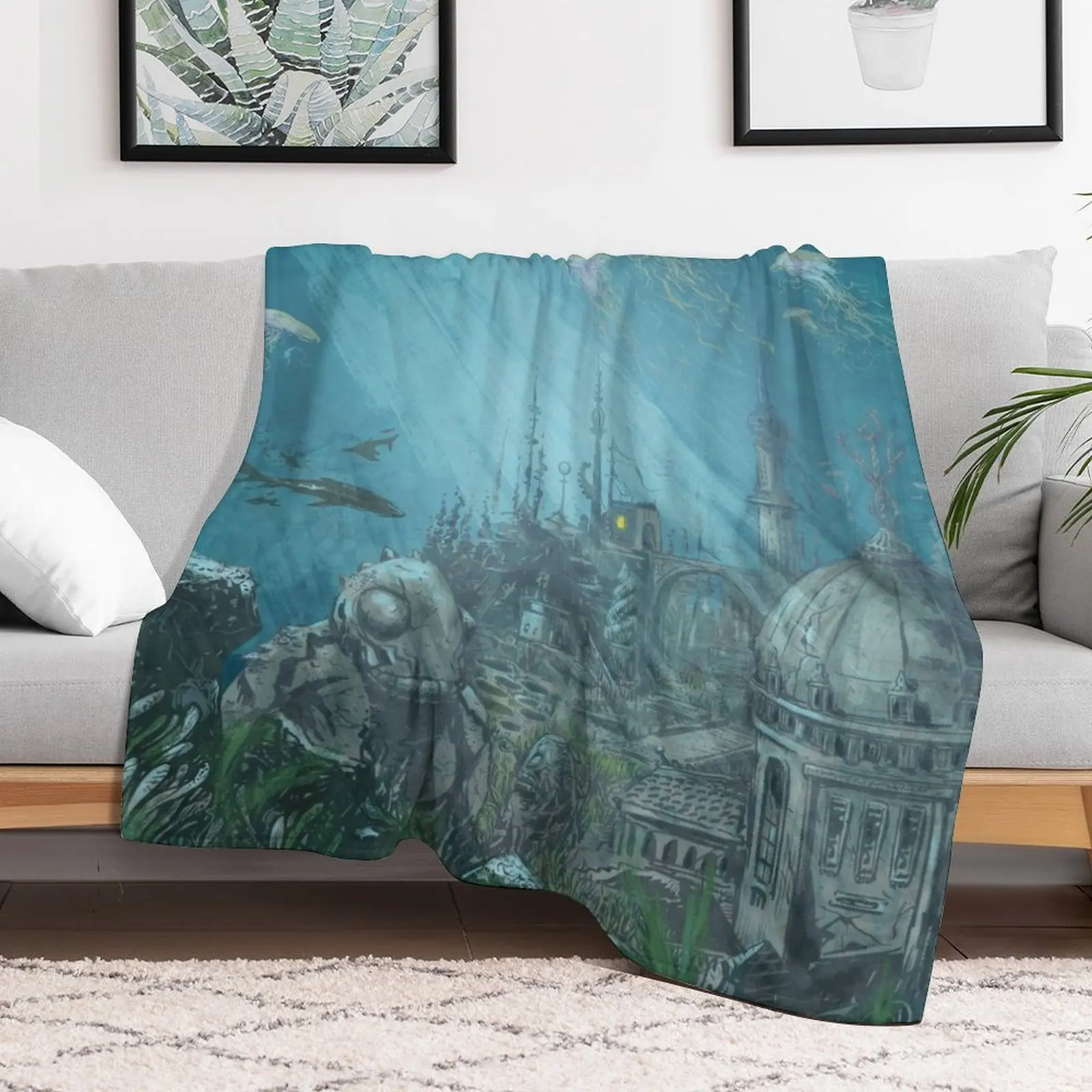 Подводный город-внутреннее одеяло милое клетчатое ворсистое среднее фото
