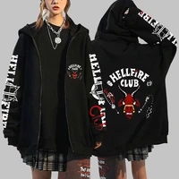 stranger things 4 hellfire club hoodies zip up sweatshirt casual harajuku pullover oversized sport jacket coats zipper hoodie