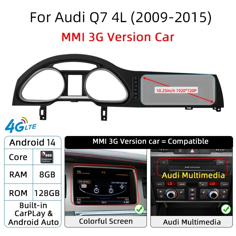 

Android 14 Auto CarPlay для Audi A6 C6 4f для Audi Q7 4L 2005-2015 MMI 2G 3G Автомобильный экран Радио Мультимедийный плеер GPS Стерео DSP