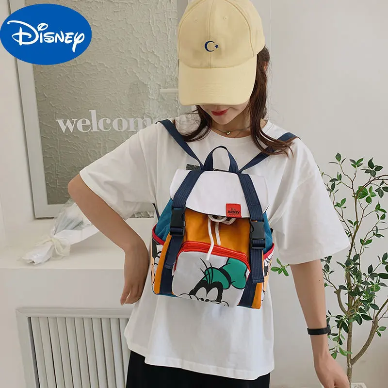 Disney 2023 New Mickey Donald Duck Color Matching Student Backpack Cartoon Cute Lightweight Schoolbag Children's Girls Schoolbag