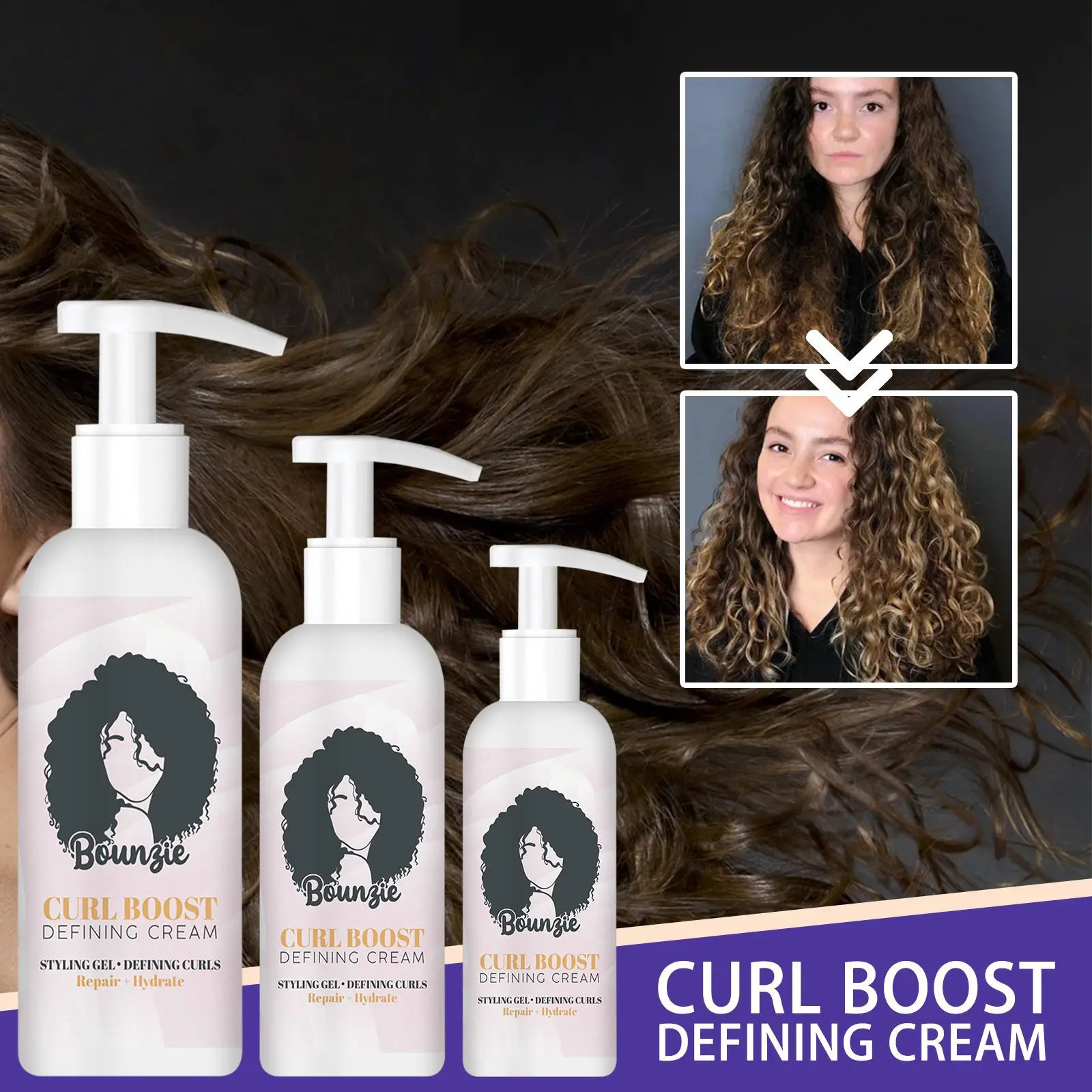

50ml Hair Elastin Styling Gel Natural Long Lasting Curls Fluffy Hairstyle Repair Nourish Hair Care Cream