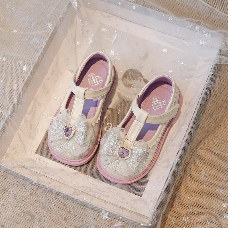 

Детские Модные Повседневные туфли с бантом из горного хрусталя для вечеринки принцессы, новинка весны 2023, Детские универсальные Лоферы Мэри Джейн для девочек