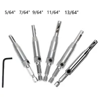 5pcs Self-centering Drill Bits Hex Handle Hinge Hardware Drill Bits Set Pilot Hole Guides Door With Spanner
