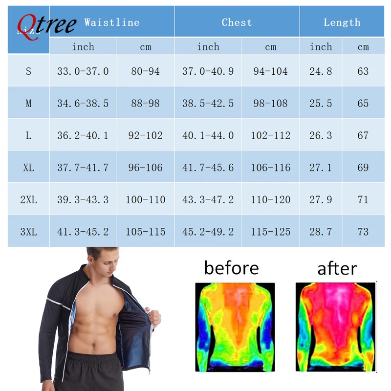 Men Long Sleeves Sauna Sweat Shirts Waist Trainer Body Shaper Zipper Tank Tops Hot Thermo Slimming Workout Weight Loss Suits
