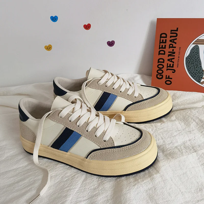 

Vintage Milk Tea Color Canvas Shoes Women's Casual Shoes 2022 Spring New Girl's Sneakers Thick Sole Nice Quality Leisure Shoes