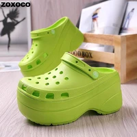 summer green platform high heels sandals non slip wedges shoes for women 10 cm increase fashion garden shoes