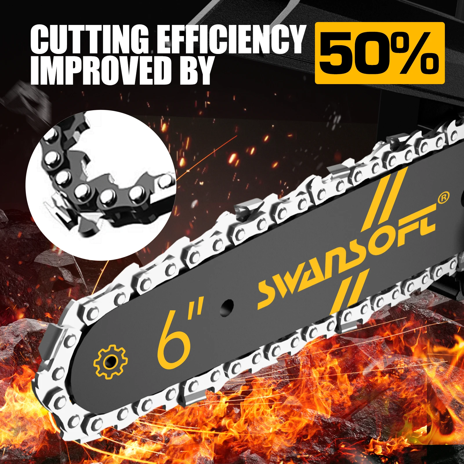SWANSOFT Бесщеточная аккумуляторная бензопила 6-дюймовая ручная Аккумуляторная для