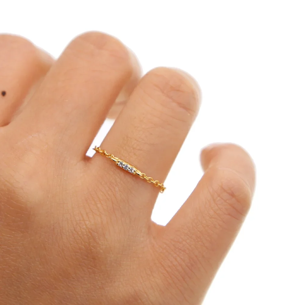 Серебряное Золото Простой дизайн Размер 6 7 8 цепь стиль три кубического циркония