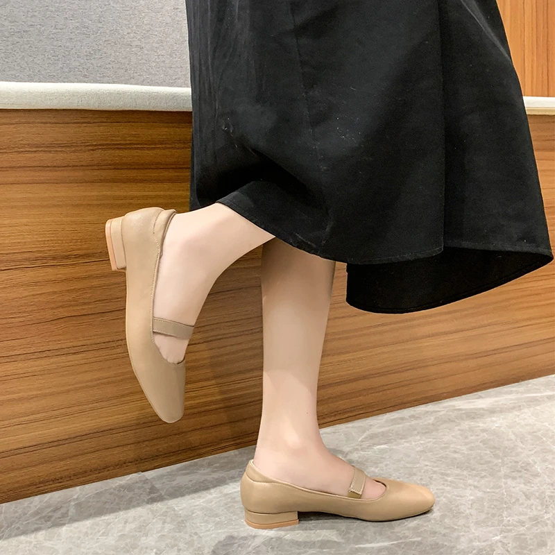 Женские уличные Нескользящие однотонные туфли на квадратном каблуке весна-лето
