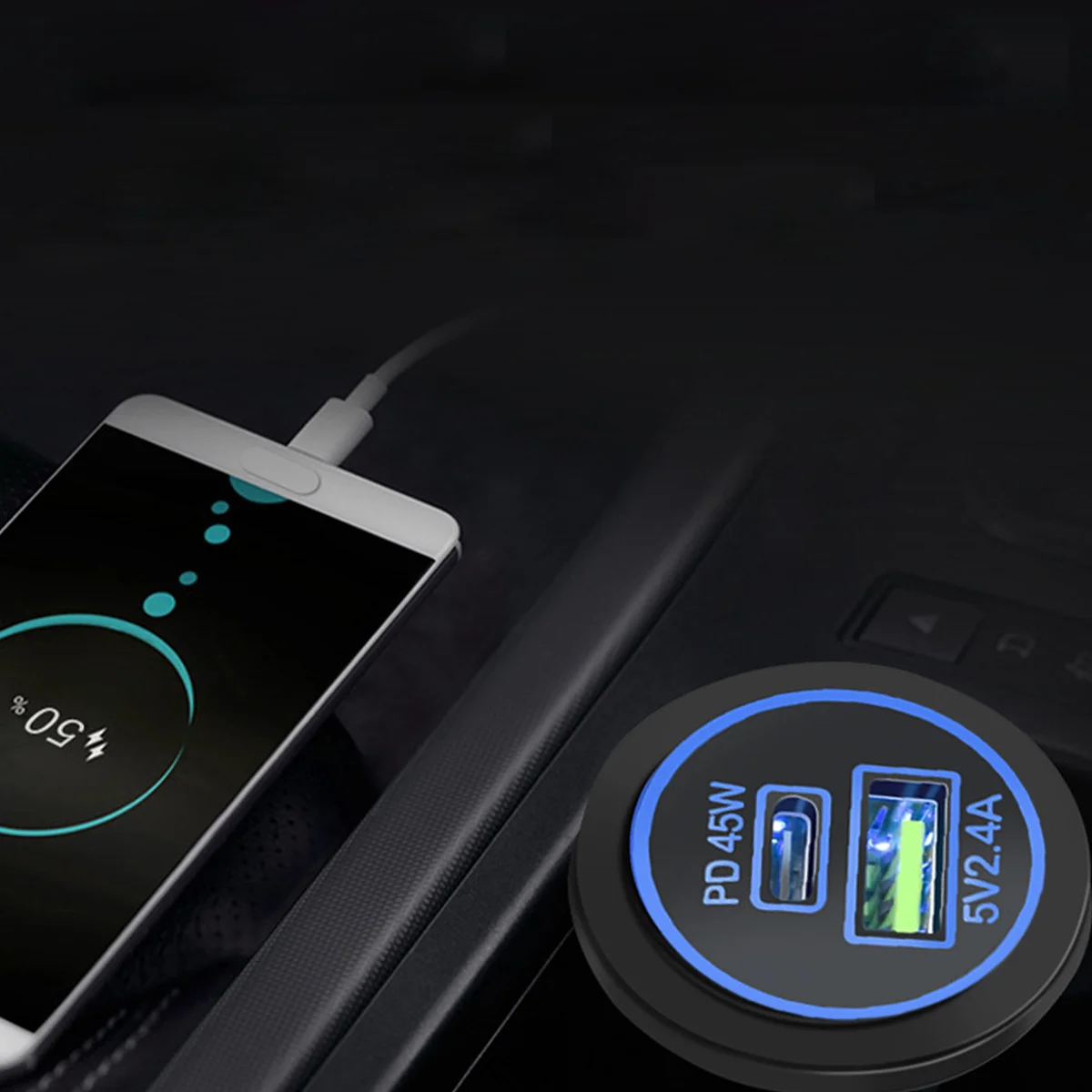 Двойной USB 12 В-24 В автомобильное зарядное устройство PD45W + QC3.0 2 4 А адаптер питания