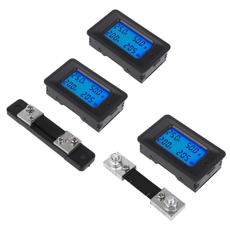 

20A/50A/100A LCD 4 in 1 DC Voltage Current Power Energy Meter Voltmeter Ammeter Gauge Amperimetro Monitor Shunt