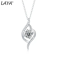 laya s925 sterling silver simple fashion design 1ct moissanite pendant necklace for women bride wedding luxury fine jewelry