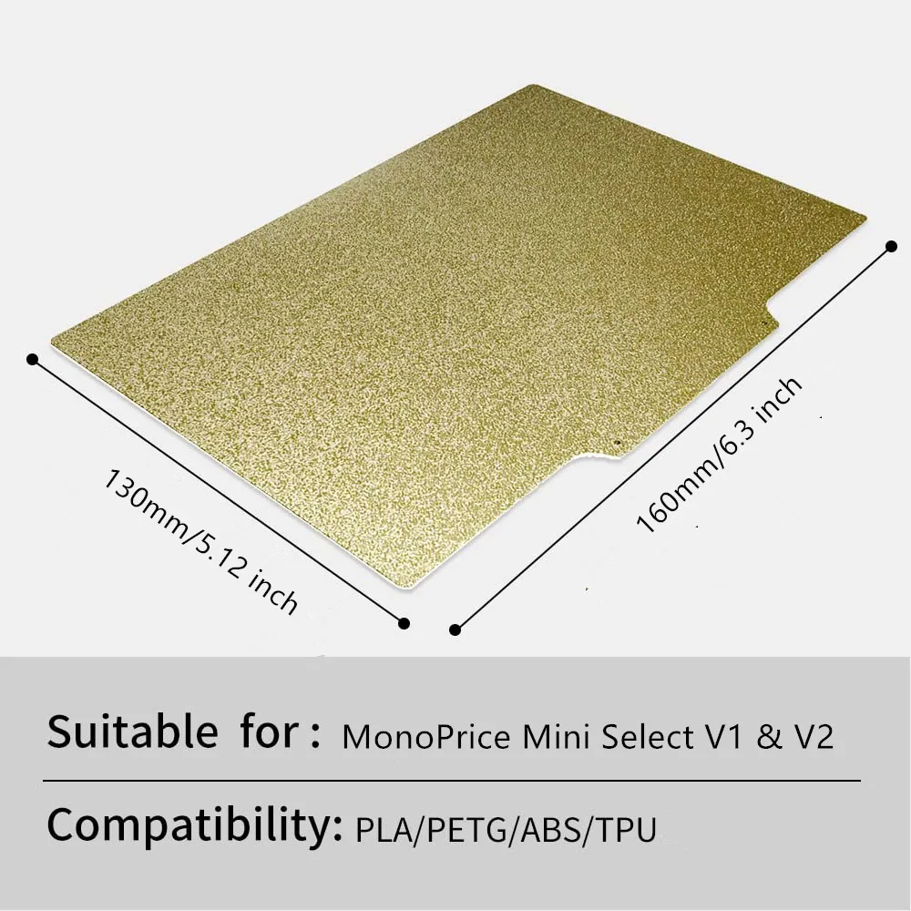 Фото Двусторонняя печатная пластина MonoPrice Select Mini V1 V2, гладкая текстурированная PEI-пленка 160x130 мм, пружинный стальной лист для 3D-печати №5