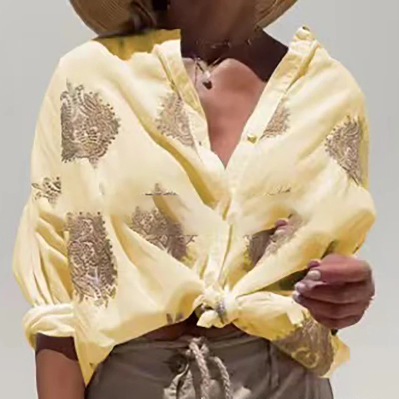 Женская свободная рубашка с длинным рукавом