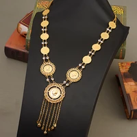 new islamic muslim arab coin jewelry ladies long coin necklace gold middle east turkish lira bridal necklace party gift