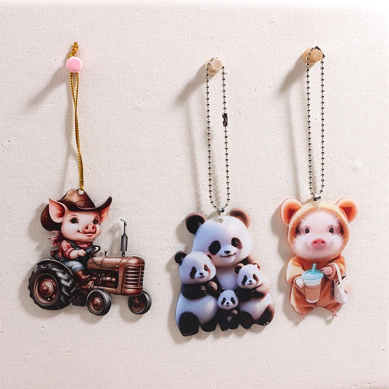 Мультяшные украшения в виде Свинки панды 2D животные акриловый автомобильный