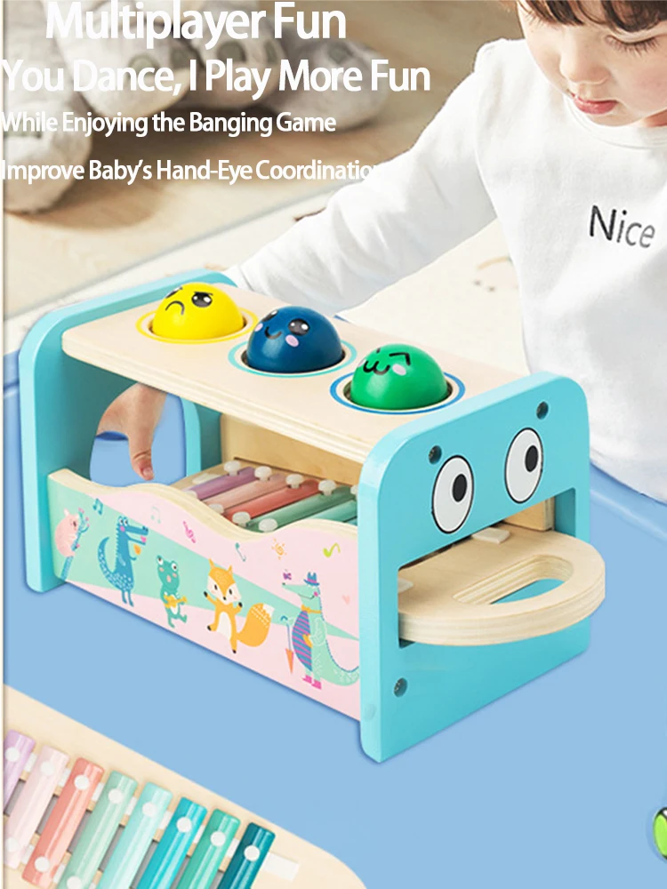 

Wooden Pound and Tap Bench Educational Musical Pounding Toy for Toddlers Multifunctional Xylophone Knocking Toys Set Gifts for