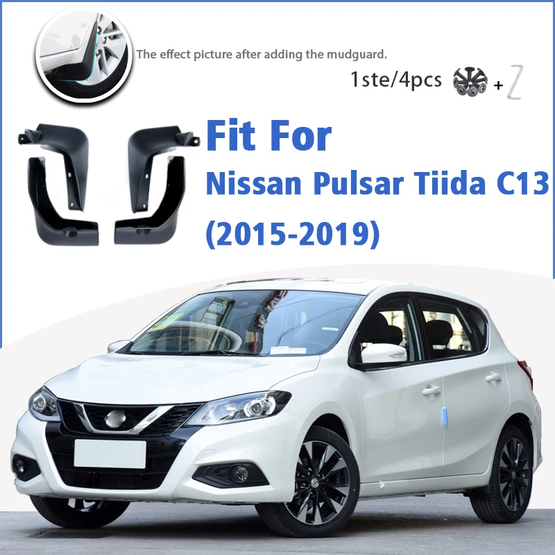 

Брызговики для Nissan Pulsar Tiida C13 2015-2019, 4 шт., передние и задние щитки, брызговики, Аксессуары для автомобилей, брызговик, брызговик 2016 2017