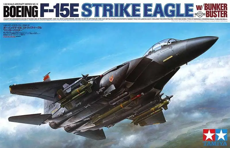 

Tamiya 60312 1/32 Boeing F-15E Strike Eagle TMW/ Bunkerbuster Plastic Model Kit