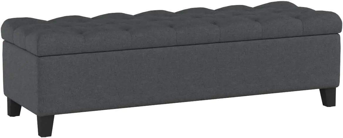 

Fabric Storage Ottoman, Dark Grey Dimensions 17.50\u201DD x 51.00\u201DW x 17.00\u201DH