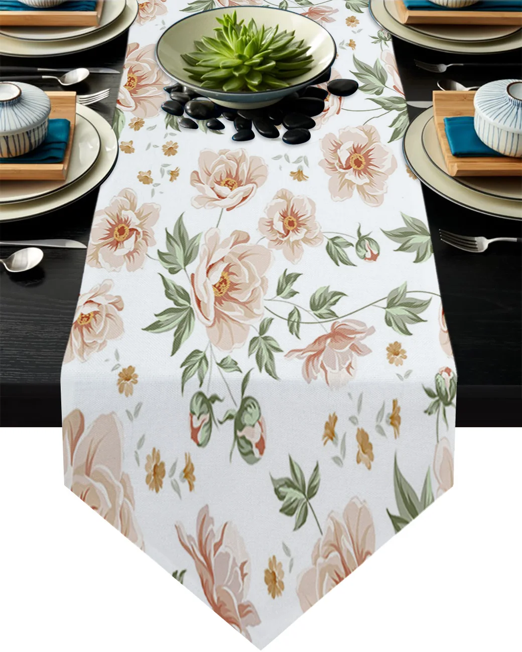 

Poppy Flower Leaves Fresh Table Runner Kitchen Dinning Table Decor Wedding Table Decor Tablecloth and Placemats