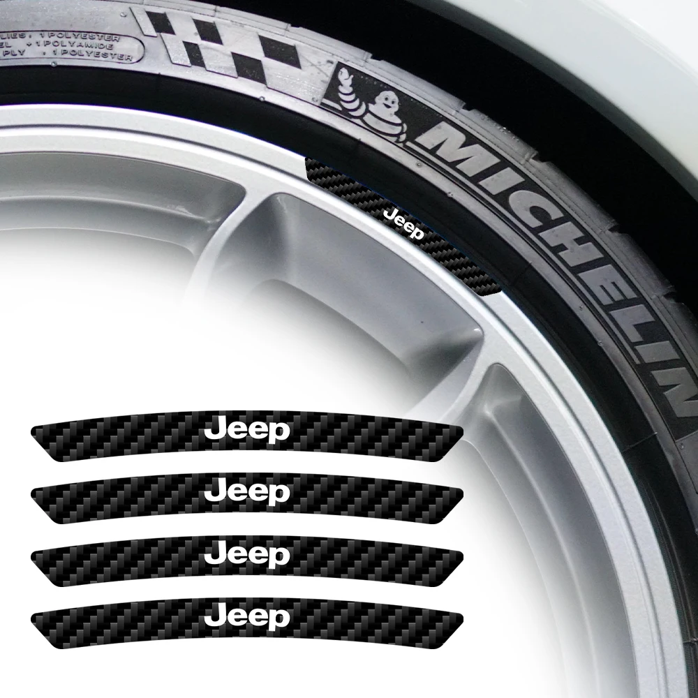 

4pcs Carbon Fiber Car Badges Wheels Rims Stickers Auto Decoration For Jeep Renegade Grand Cherokee Wrangler Uaz Patriot Compass