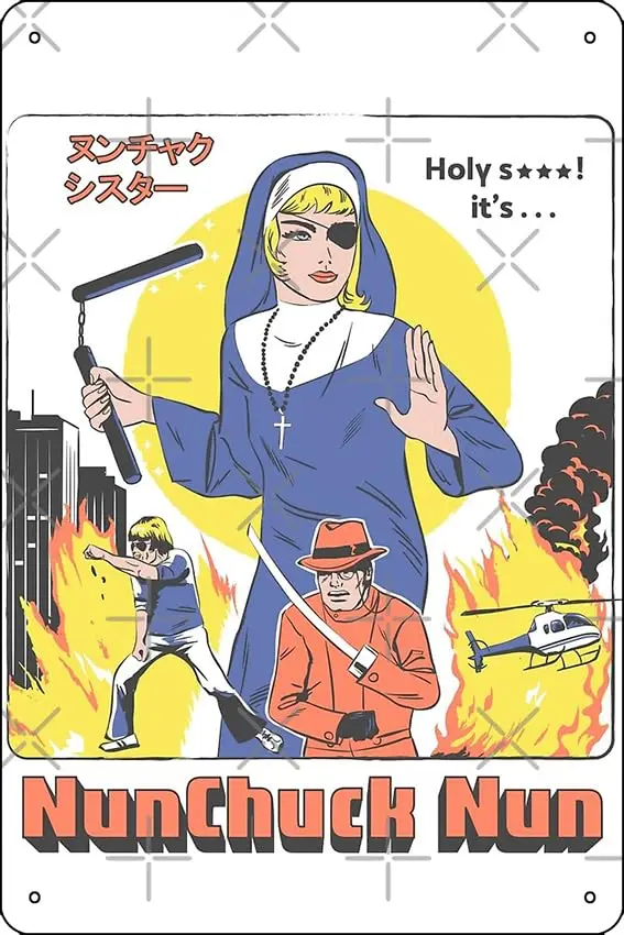 NUNCHUCK NUN 2 постер металлический знак Декор-8x12 дюймов Бар Паб гараж мужская пещера