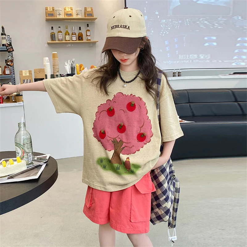 Комплект летнего платья для девочек новинка 2024 детский летний комплект из двух