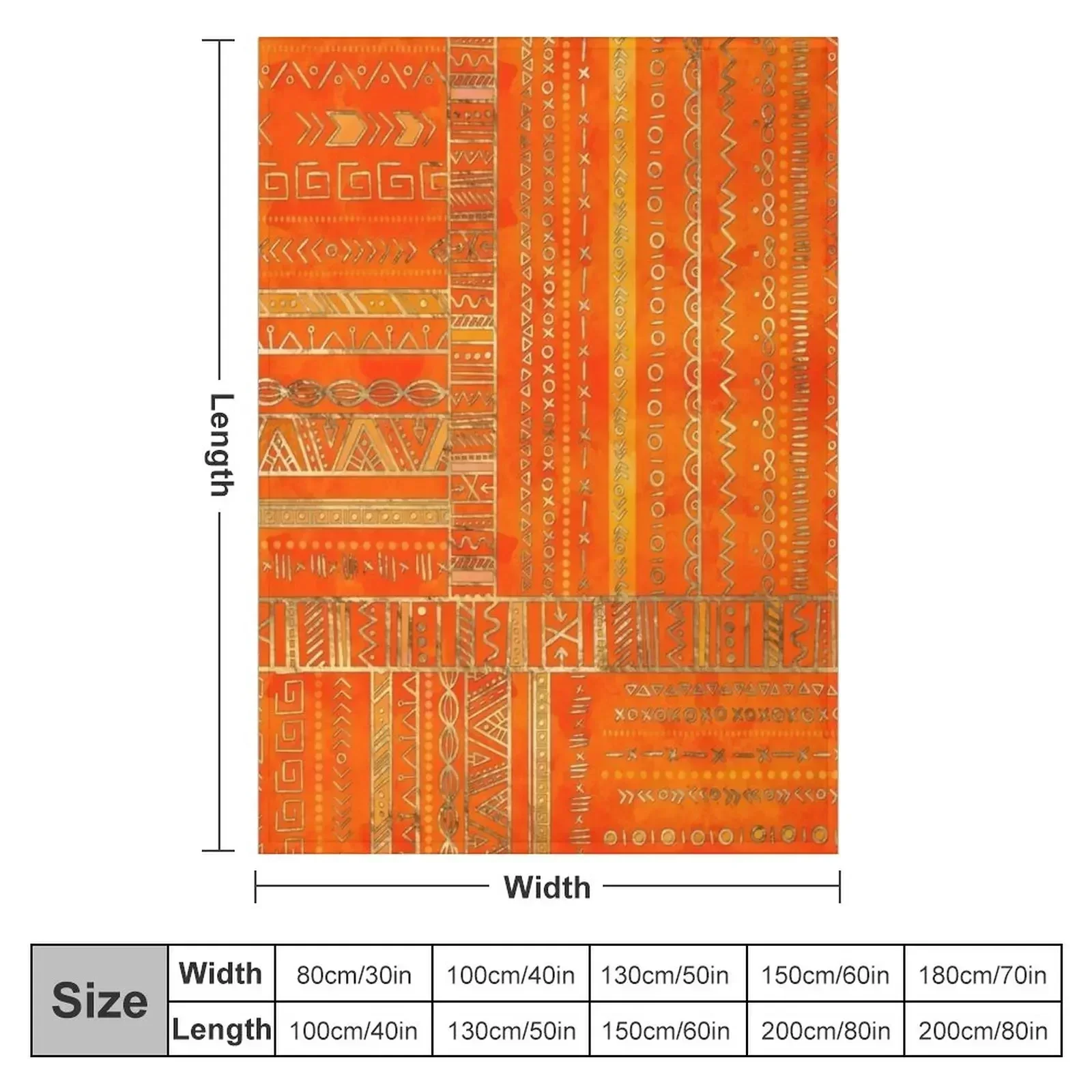 Племенный этнический узор золото на ярко-оранжевом плед декоративные кровати