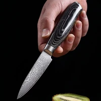 beautiful knife with patterns 67 layers damascus steel cleaver kitchen knives 3 5 inch paring peeling genuine damascus knife