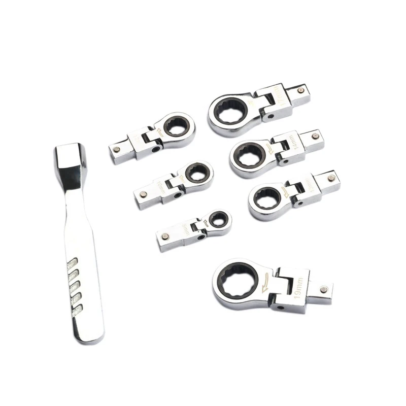 

8 Pcs Shaking Head Interchangeable Ratchet Wrench Set 180° Rotating Ratchet Gear Wrenches Auto Repair Tools
