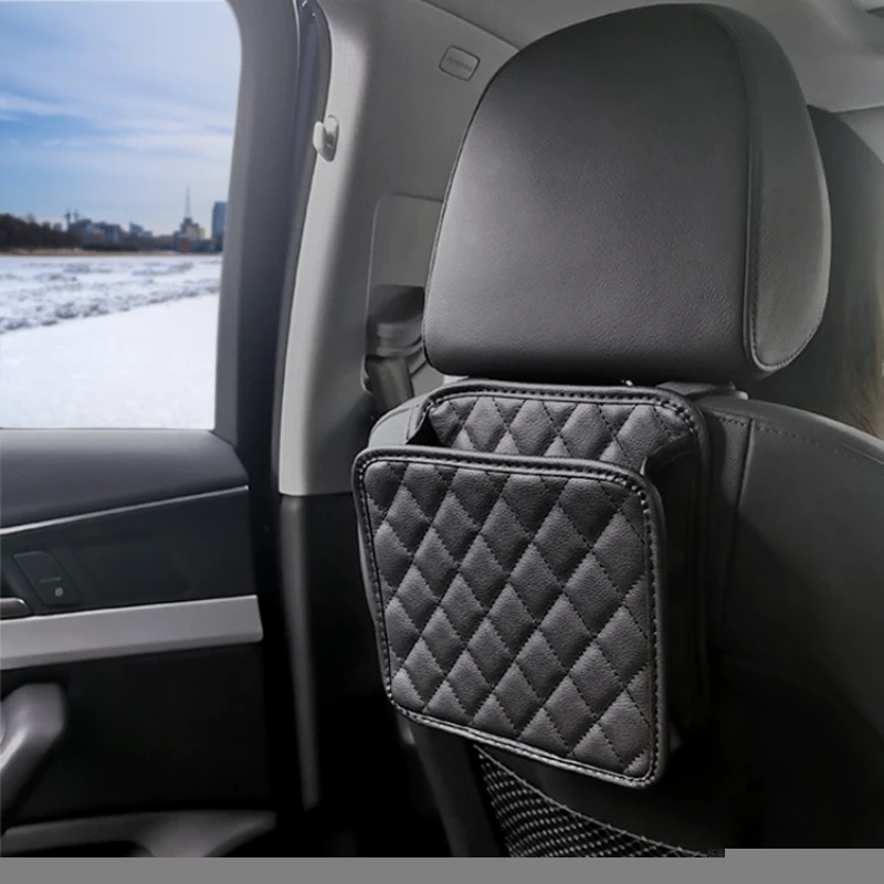 

Car garbage bag creative car hanging seat back storage mobile phone umbrella storage bag net bag trash can car accessories