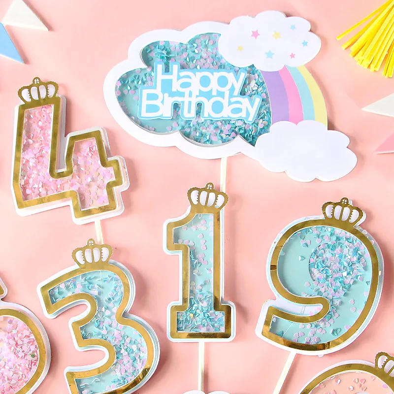 

Sequins Number Cake Topper 0-9 Digital Cake Decoration For Wedding Birthday Party Decor Cake Dessert Baby Shower Bake Supplies