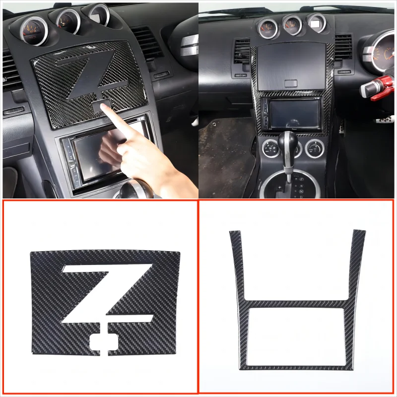 

Car Styling Center Console GPS Navigation Frame Trim Kit Carbon Fiber Decorate Sticker Accessories For Nissan 350Z Z33 2003-2006