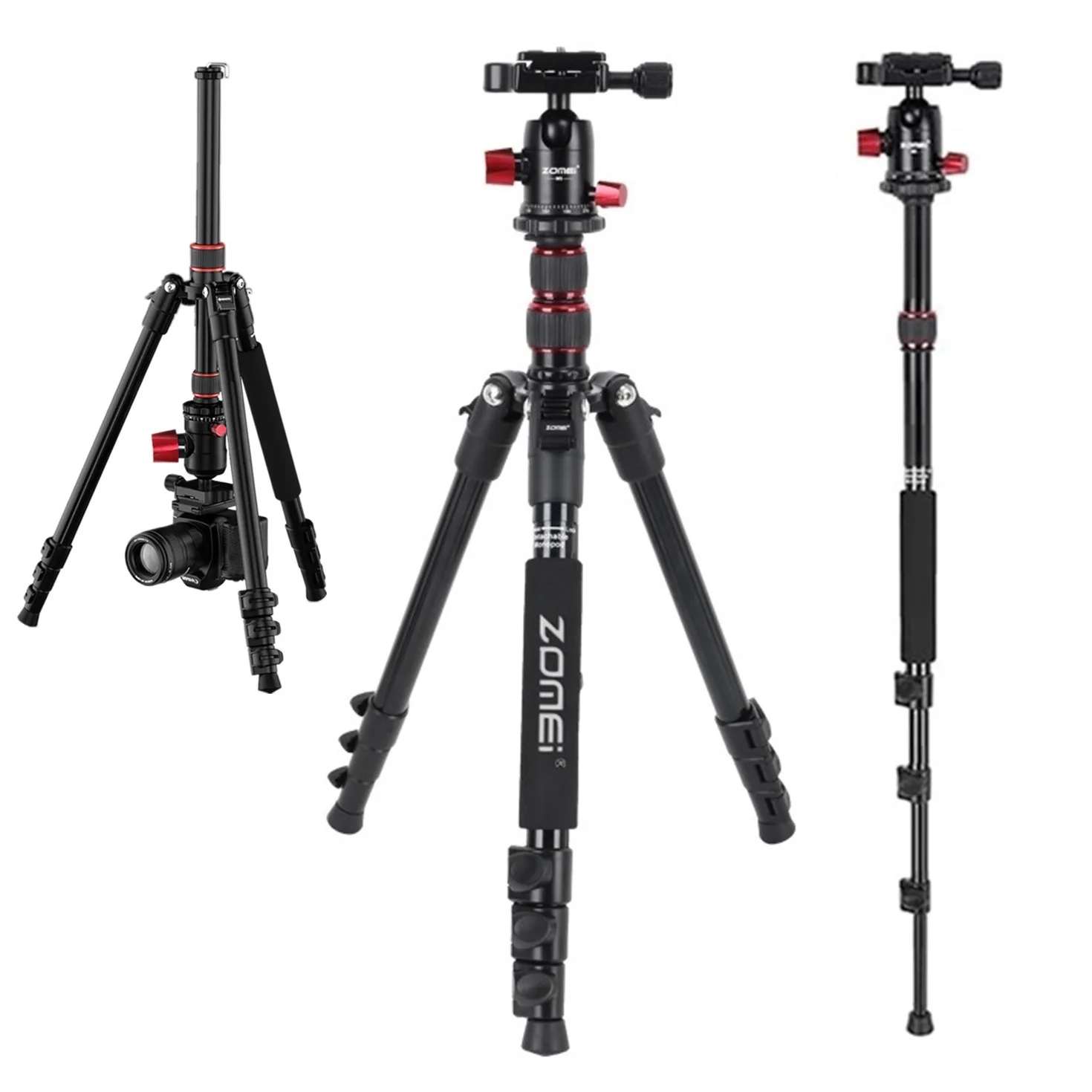 

Professional Camera Tripod with Detachable Monopod and Macro Photography for DSLR Canon Nikon Sony,Aluminum Alloy Portable Stand